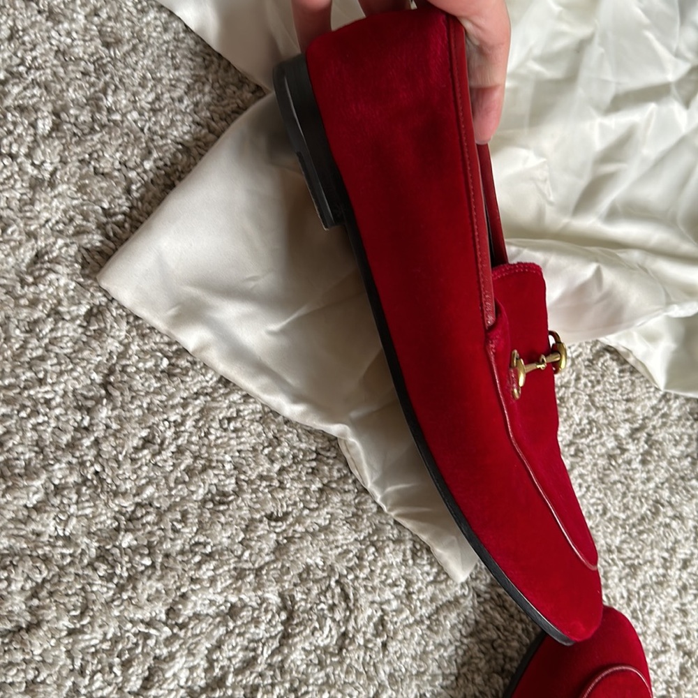 Red Gucci loafers. - Picture 2 of 10
